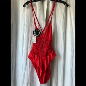 Frankie’s Bikinis Poppy One Piece Swimsuit in Red